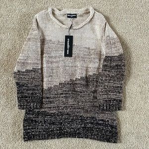 Women’s Cropped Sleeve Metallic Ombré Pullover Sweater